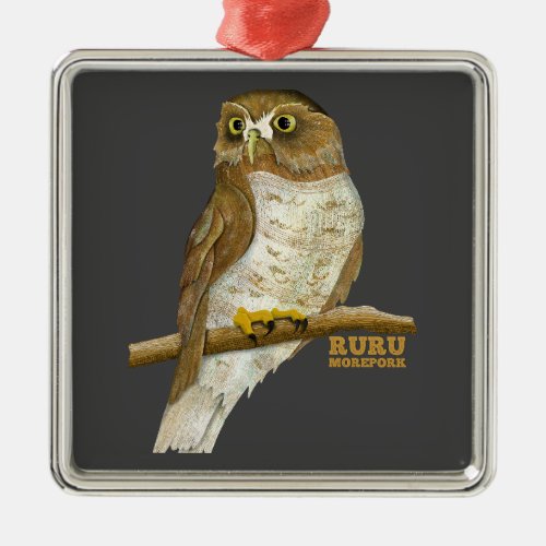 Morepork Ruru New Zeland Bird Metal Ornament