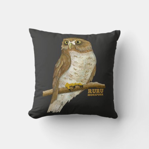 Morepork Ruru New Zeland Bird Throw Pillow