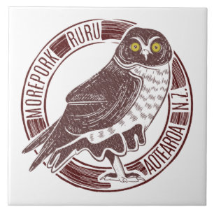 Morepork Ruru NZ Bird Ceramic Tile