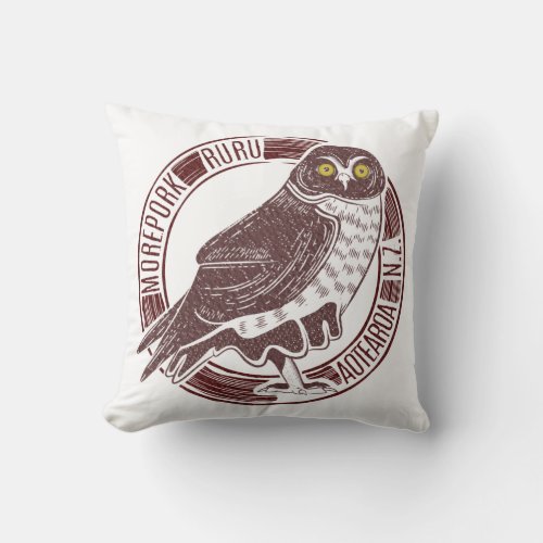 Morepork Ruru NZ Bird Throw Pillow