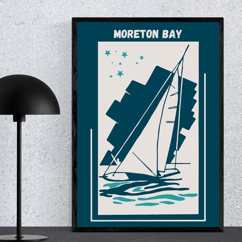 Moreton Bay in Queensland _ Vintage Sailing Poster