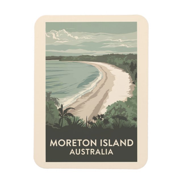 Moreton Island Australia Illustration Travel Art Magnet (Vertical)