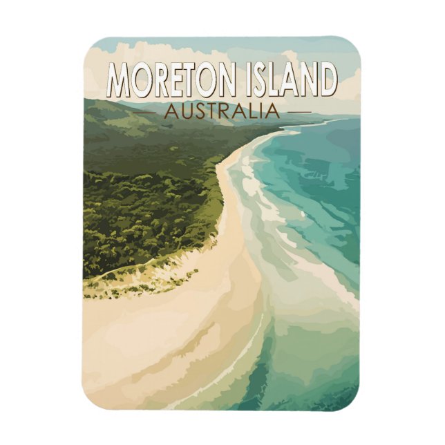 Moreton Island Australia Travel Art Vintage Magnet (Vertical)