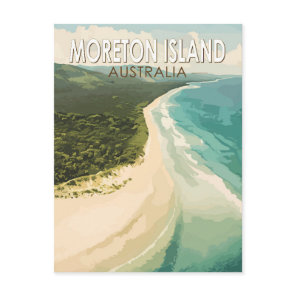 Moreton Island Australia Travel Art Vintage Postcard