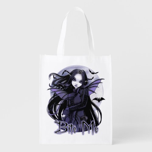 Morgan Bite Me Gothic Vampire Fairy T_Shirt Grocery Bag