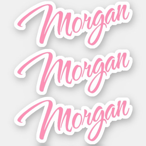 Morgan Decorative Name in Pink x3 Sticker