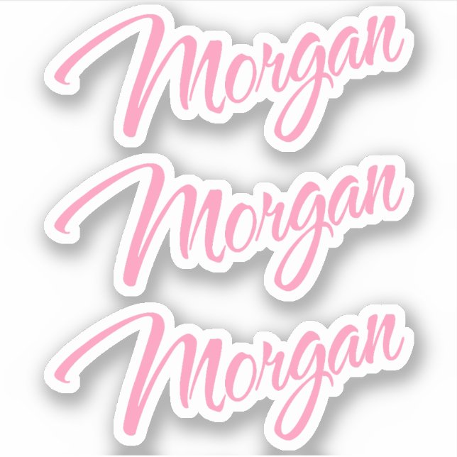 Morgan Decorative Name in Pink x3 Sticker (Front)