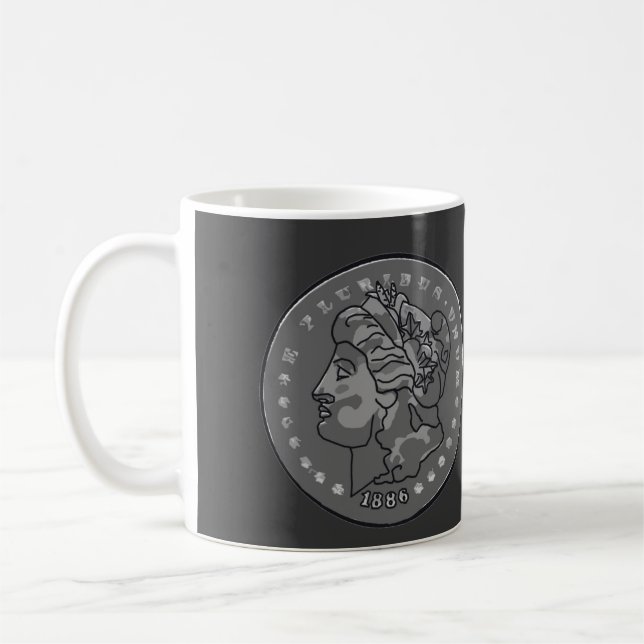 Morgan Dollar Gray Round Coin  Coffee Mug (Left)