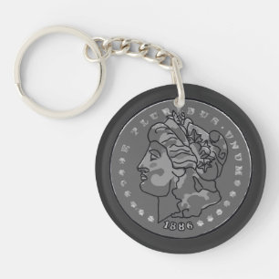 Morgan Dollar Gray Round Coin Keychain