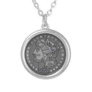 Morgan dollar queen coin art silver plated necklace