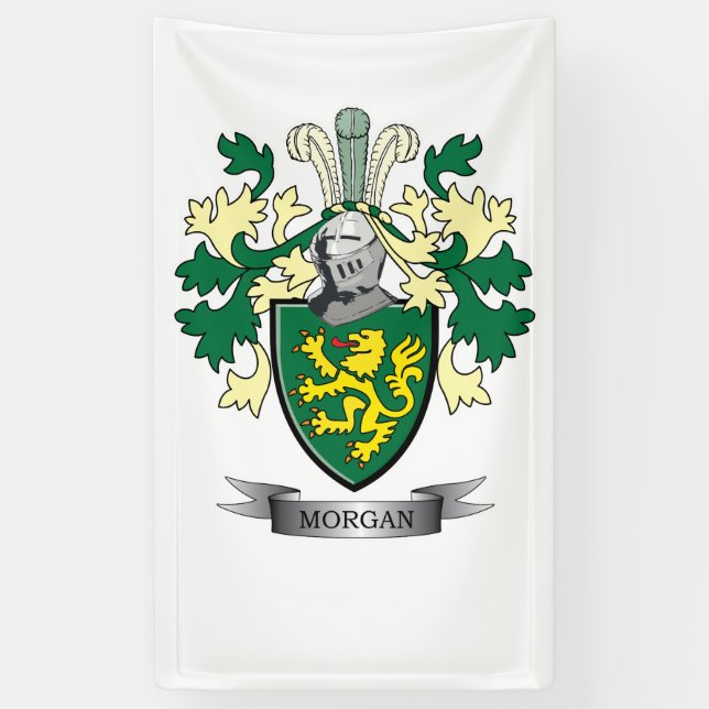 Morgan Family Crest Coat of Arms Banner (Vertical)