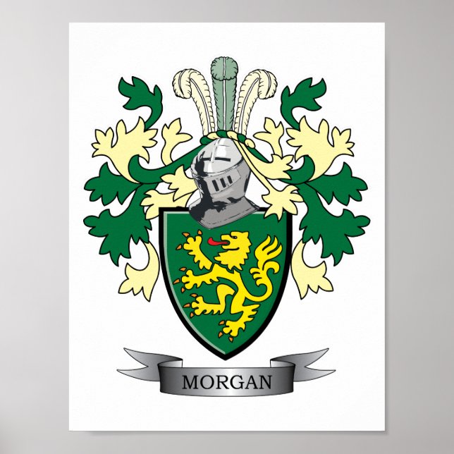 Morgan Family Crest Coat of Arms Poster (Front)