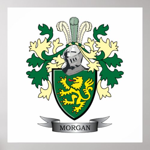 Morgan Family Crest Coat of Arms Poster