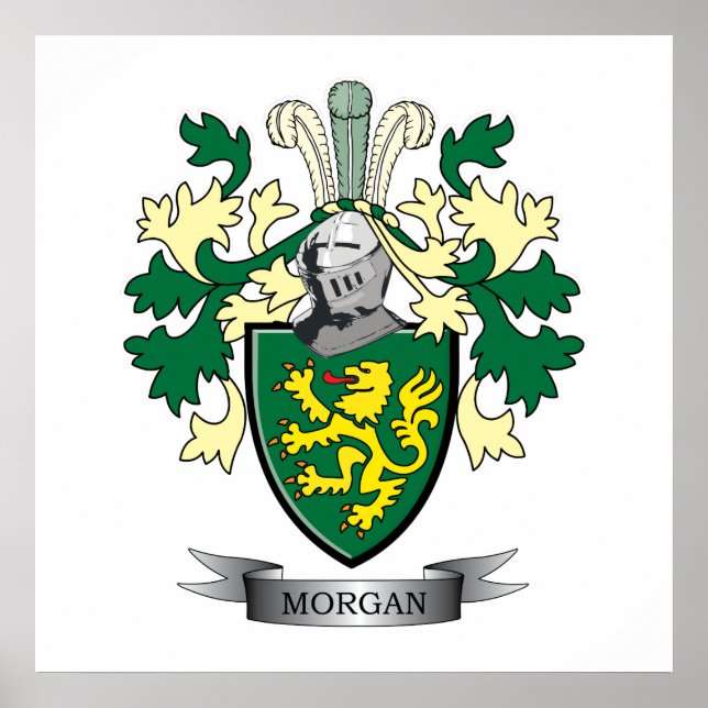 Morgan Family Crest Coat of Arms Poster (Front)