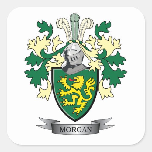 Morgan Family Crest Coat of Arms Square Sticker