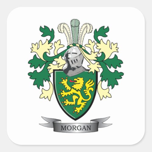 Morgan Family Crest Coat of Arms Square Sticker