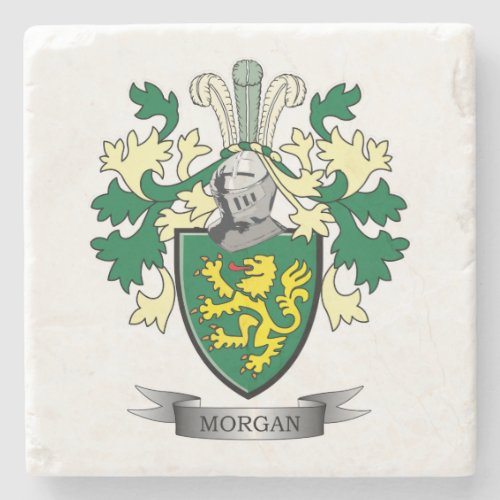 Morgan Family Crest Coat of Arms Stone Coaster