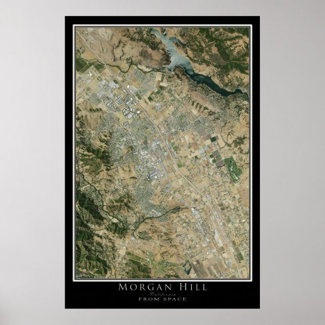 Morgan Hill California Satellite Poster Map (Front)