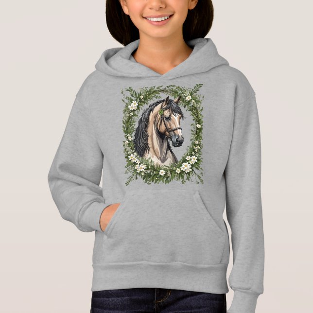 Morgan Horse  And Massachusetts Mayflowers 1 Hoodie (Front)