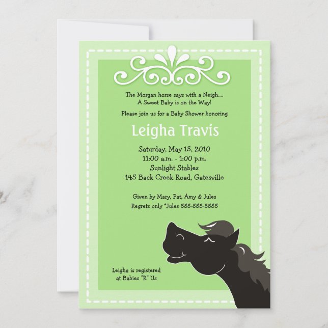 Morgan Horse Neutral 5x7 Baby Shower Invitation (Front)