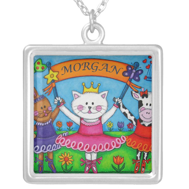 Morgan Necklace, or add your own Name Silver Plated Necklace (Front)