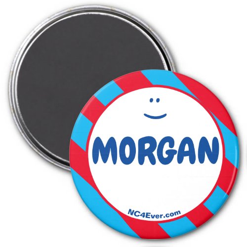 MORGAN Red  Light Blue Stripes Smile Magnet