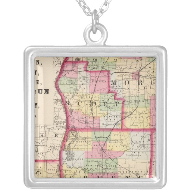 Morgan, Scott, Greene, Calhoun, Jersey counties Silver Plated Necklace (Front)