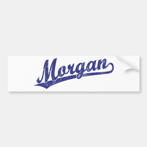 Morgan script logo in blue bumper sticker