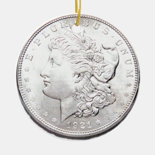 MORGAN SILVER DOLLAR CERAMIC ORNAMENT