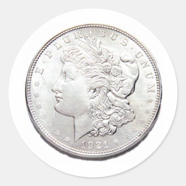 MORGAN SILVER DOLLAR CLASSIC ROUND STICKER (Front)