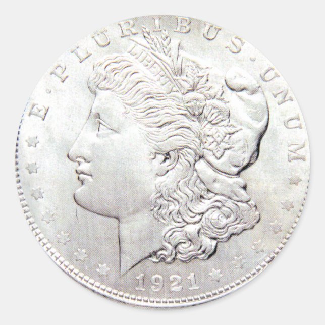 MORGAN SILVER DOLLAR CLASSIC ROUND STICKER (Front)