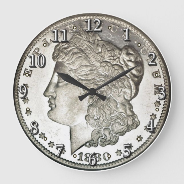 Morgan Silver Dollar Clock with Numbers (Front)