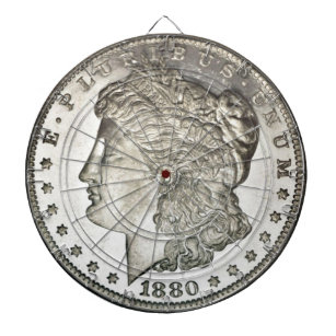 Morgan Silver Dollar Image on Dartboard