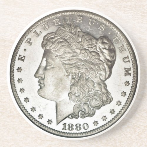 Morgan Silver Dollar Image on Drink Coaster