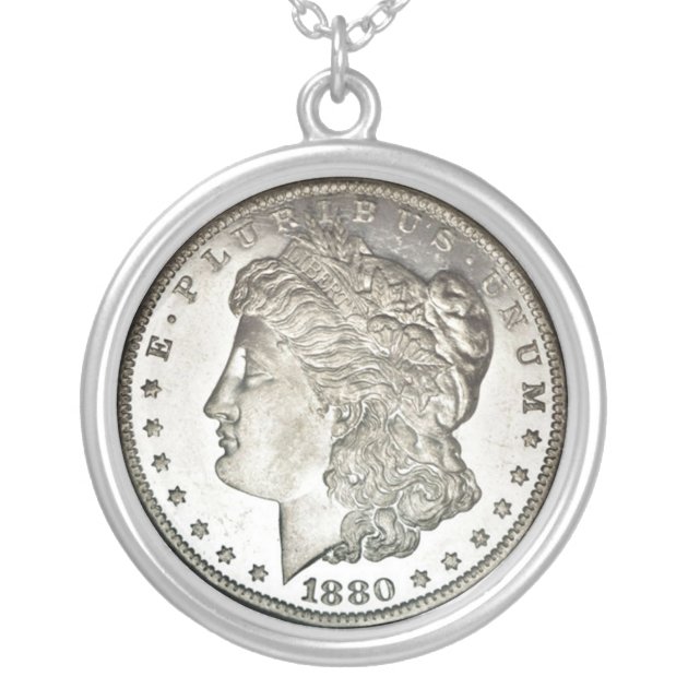 Silver 1923 Philadelphia Peace Silver Dollar Pendant with 18