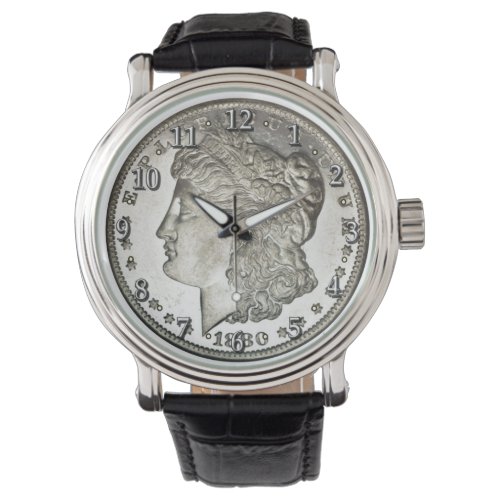 Morgan Silver Dollar Image on Watch with Numbers