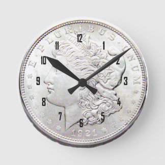 MORGAN SILVER DOLLAR ROUND CLOCK