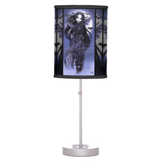 Morgan Vampire Moon Gothic Bat Fairy Table Lamp (Front)