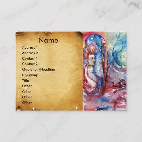 MORGANA  AND DRAGON OF LAKE  parchment Business Card