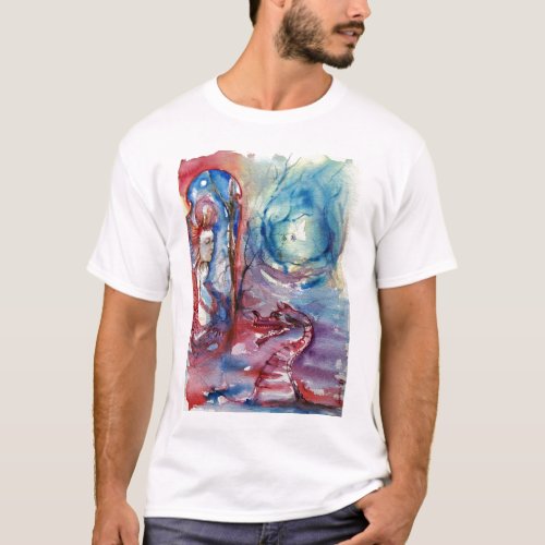 MORGANA LE FAY AND DRAGON OF THE LAKE  Watercolor  T_Shirt