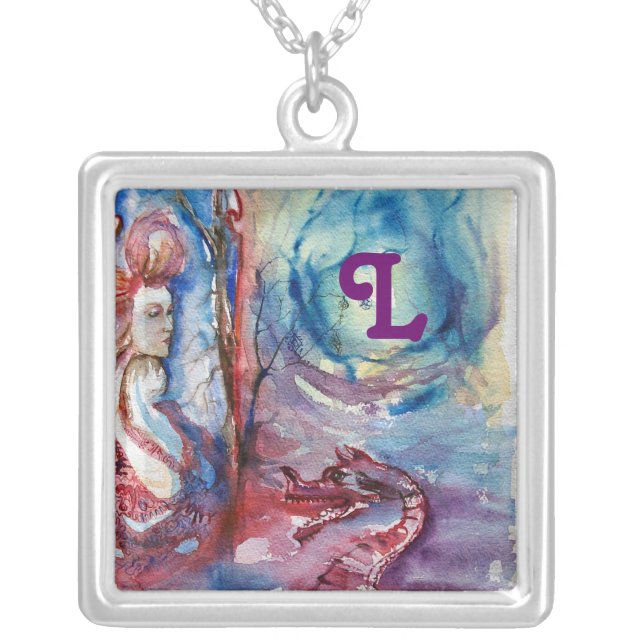 MORGANA LE FAY Arthurian Legends Monogram Silver Plated Necklace (Front)