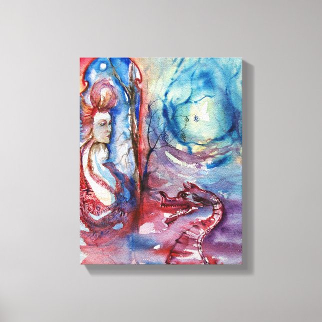 MORGANA / Magic and Mystery ,Pink Blue Fantasy Canvas Print (Front)