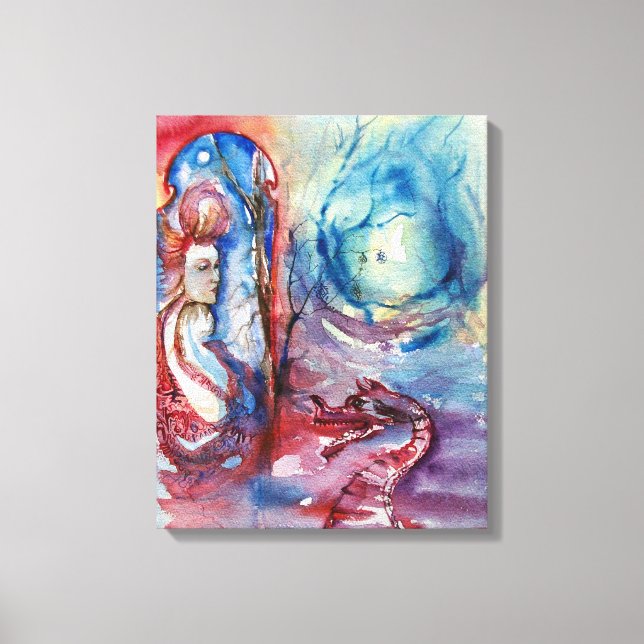 MORGANA / Magic and Mystery ,Pink Blue Fantasy Canvas Print (Front)