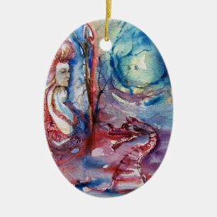 MORGANA / Magic and Mystery ,Pink Blue Fantasy Ceramic Ornament