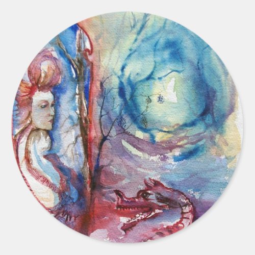 MORGANA  Magic and Mystery Pink Blue Fantasy Classic Round Sticker