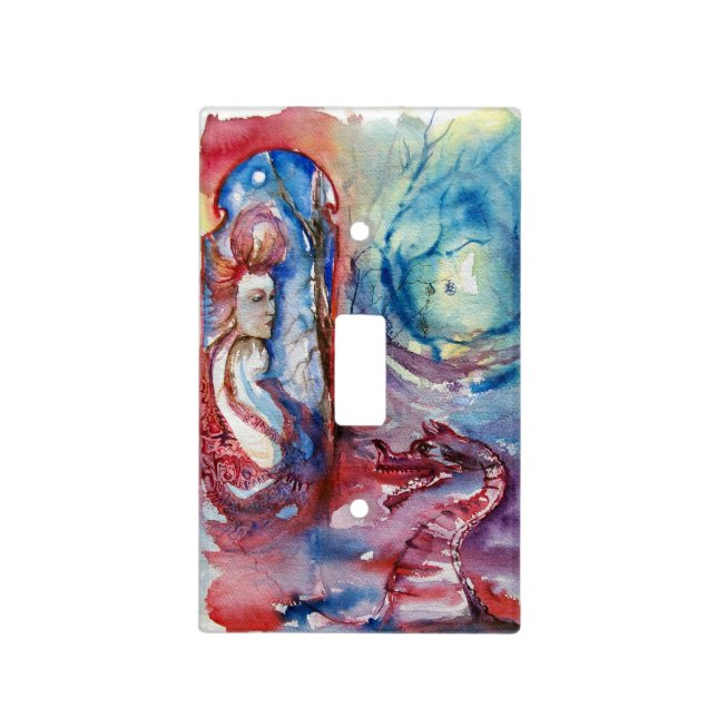 MORGANA / Magic and Mystery ,Pink Blue Fantasy Light Switch Cover (Front)