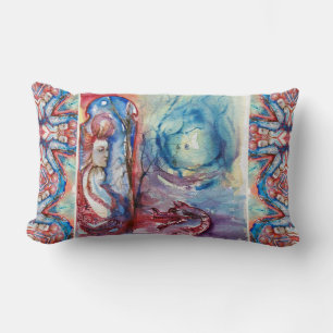 MORGANA / Magic and Mystery ,Pink Blue Fantasy Lumbar Pillow