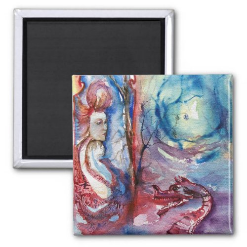 MORGANA  Magic and Mystery Pink Blue Fantasy Magnet