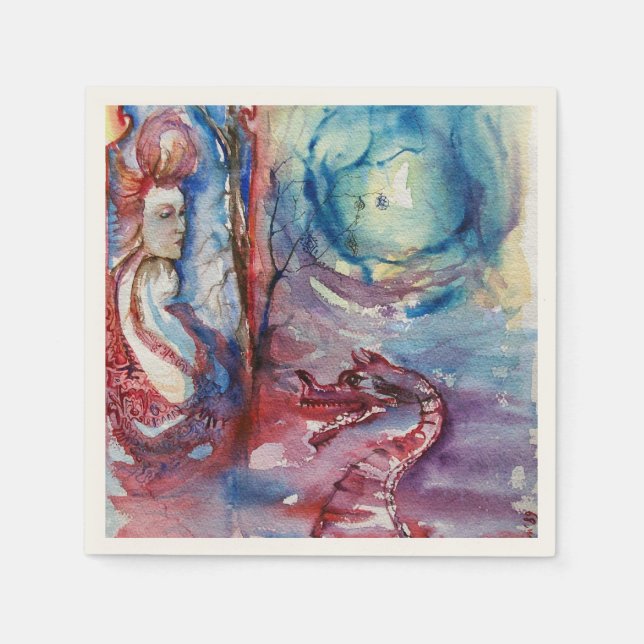 MORGANA / Magic and Mystery ,Pink Blue Fantasy Paper Napkins (Front)