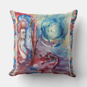 MORGANA / Magic and Mystery ,Pink Blue Fantasy Throw Pillow
